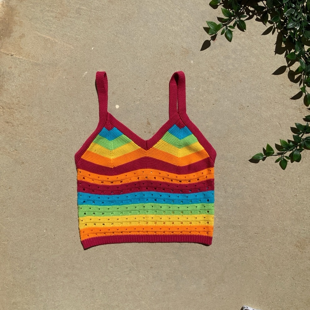 rainbow crotchet tank top🌈✨